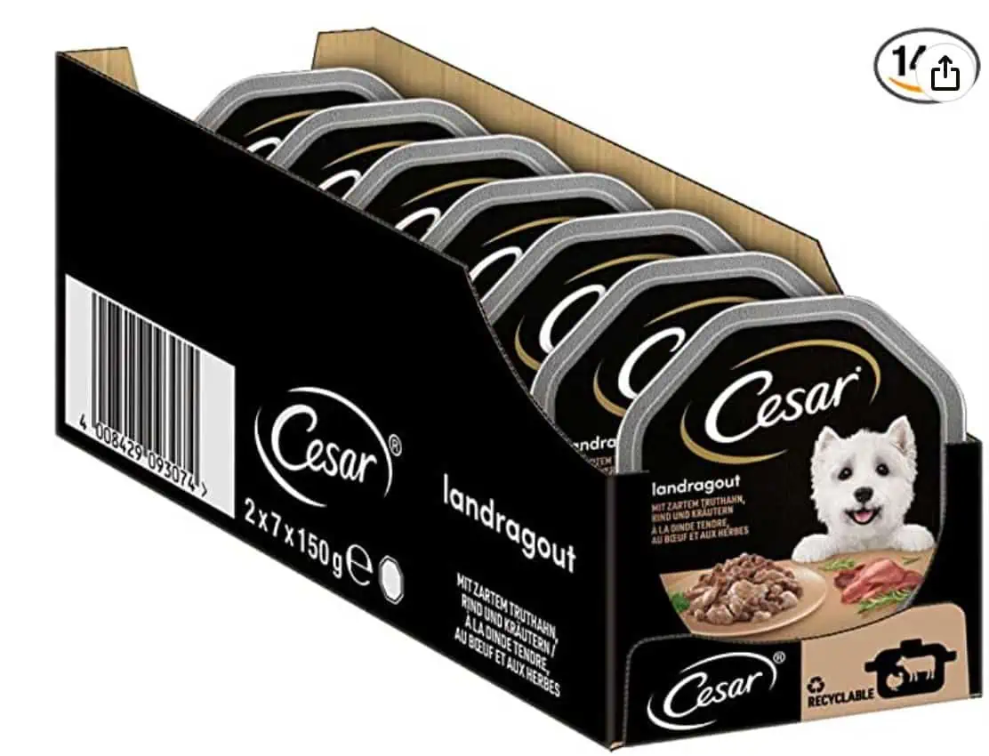 Cesar Adult Hundenassfutter Landragout mit zartem Truthahn, Rind und Kräutern, 14x150g ab 7,24€ inkl. Prime-Versand (statt 17,62 €)