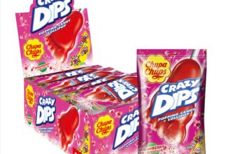 Chupa Chups Crazy Dips Erdbeere er Thekendisplay enthält Erdbeer Lollis