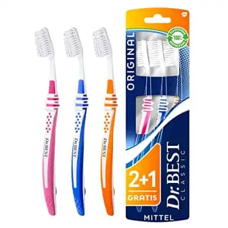 Dr.BEST Original Zahnbürste Mittel 3er Pack ab 2,12 € inkl. Prime-Versand