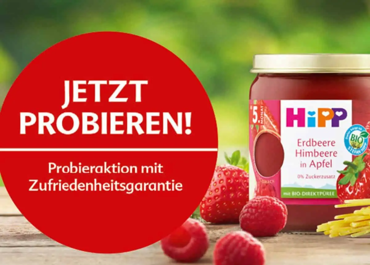Gartis testen: 1 HiPP 100% pflanzlich Gläschen sowie 1 HiPP Premium Frucht Gläschen