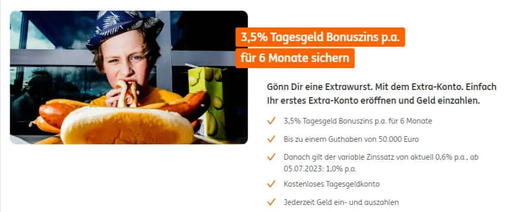 ING: 3,5 % Tagesgeldzinsen für 6 Monate (auch für Bestandskunden -die in den letzten 6 Monaten kein Extra-Konto hatten)