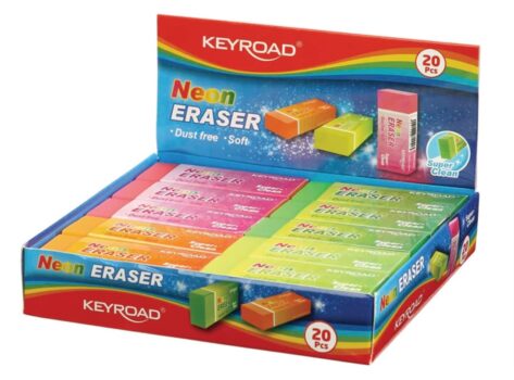 KEYROAD Radiergummi NEON Radierer fuer Bleistift und Buntstift Stuecke verpackt im Display Misch