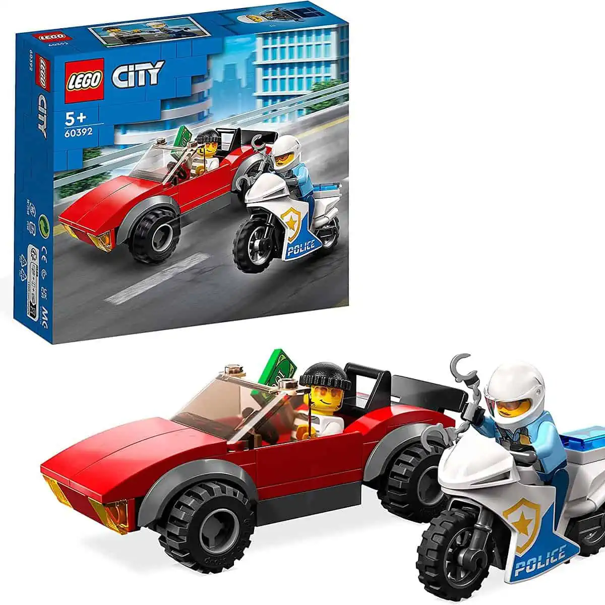 LEGO 60392 City Polizei Verfolgungsjagd mit Polizei-Motorrad für 7,04 € inkl. Prime-Versand