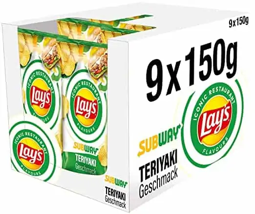 Lay’s Subway Chicken Terriyaki 9er Pack  (9 x 150 g) ab 9,37 € inkl. Prime-Versand