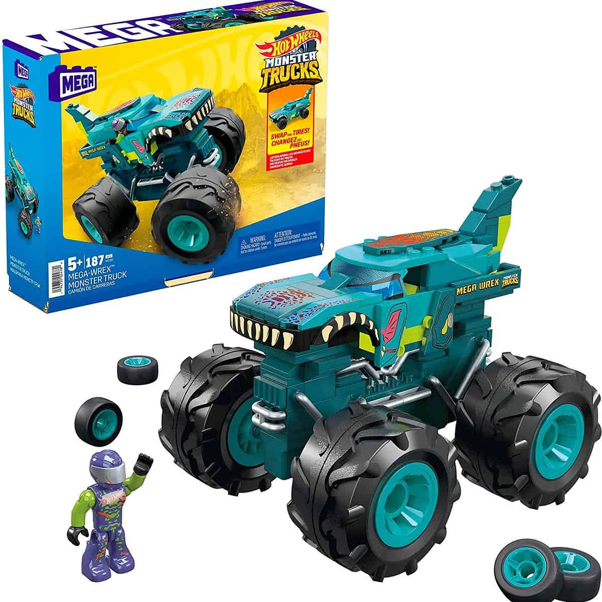 Mega Hot Wheels Wrex Monster Truck Teiliger Bausatz Mit Rennwagen Transformation