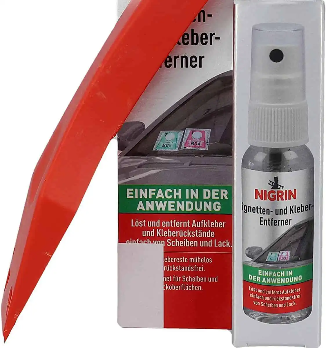 NIGRIN Bundle: Vignetten und Kleberentferner (30 ml) + Schaber für 6,49 € inkl. Prime-Versand (statt 9,99 €)