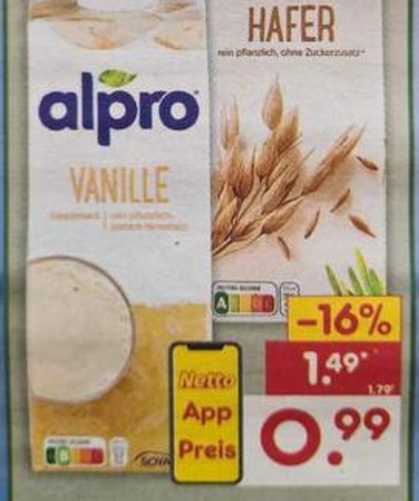 Netto Md Alpro Not Milk Hafer Oder Sojadrink L Versch Sorten Fuer E Angebot