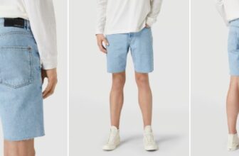 REVIEW Jeansshorts aus Baumwolle hellblau online kaufen