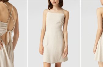 REVIEW Minikleid mit Square Neck Ausschnitt beige online kaufen