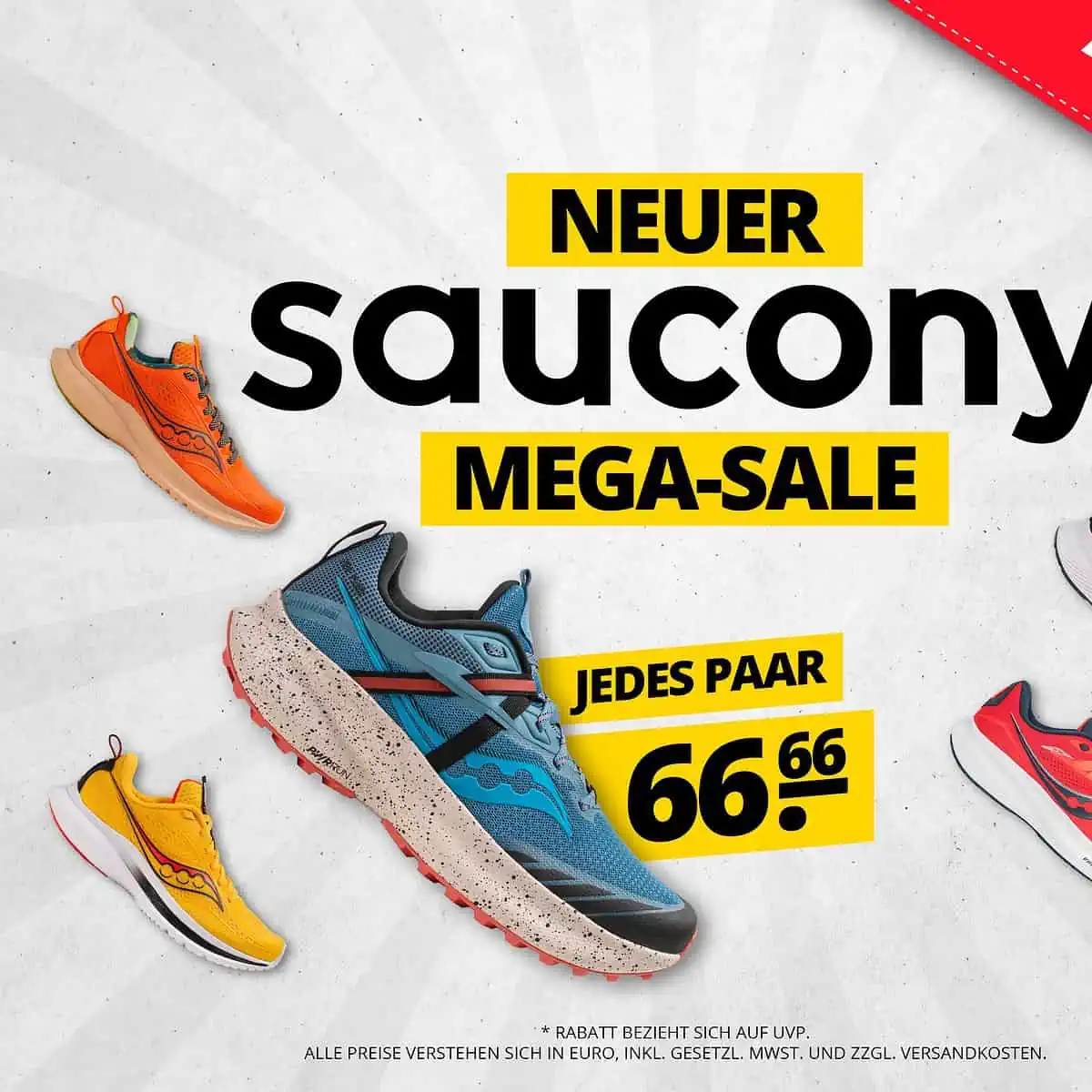 SportSpar: SAUCONY Laufschuhe Mega Sale – Alle Paare für 66,66 € inkl. Versand (-5 € Newsletter-Gutschein)