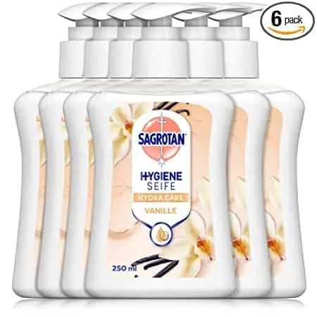 Sagrotan Handseife Vanille und Cashmere Hygienische Flüssigseife 6er Pack (6 x 250 ml) ab 7,73 € inkl. Prime-Versand