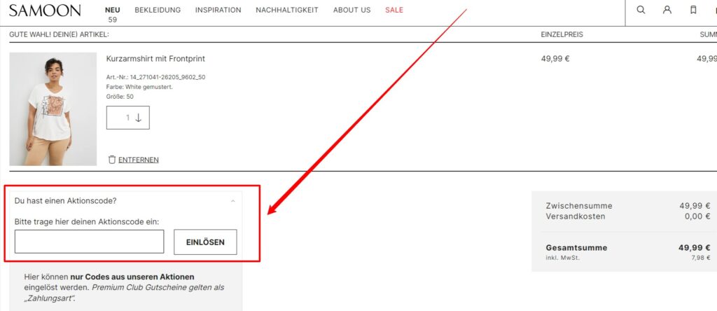 Samoon Rabattcode einlösen