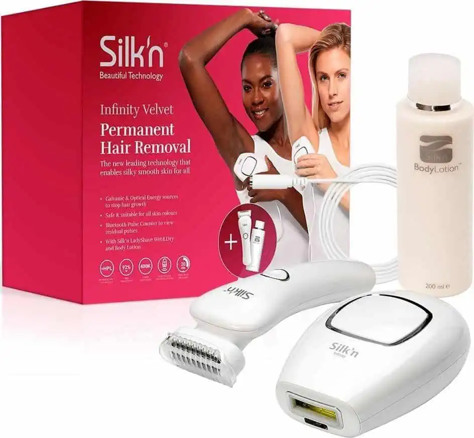 Silk’n Infinity Velvet IPL-Haarentferner inkl. LadyShave Wet&Dry (bis 400.000 Lichtimpulse, 5 Stufen, für alle Hauttypen, Bluetooth, App) für 89,99 € inkl. Versand (statt 158,00 €)