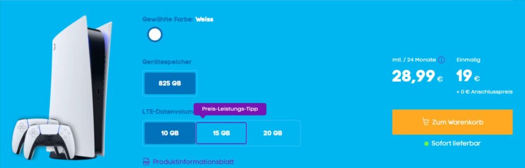 Sony Playstation®5 Digital Edition Mit 2 Controllern + Allnet Xl Mit 10 Gb