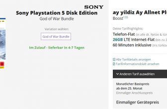 Sony Playstation Disk Edition God of War Bundle + ay yildiz Ay Allnet Plus Boost GB