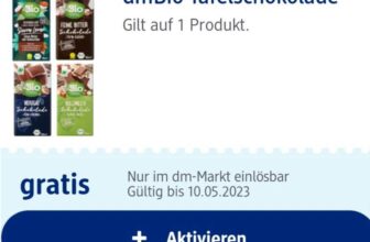 dm App gratis dmBio Tafelschokolade