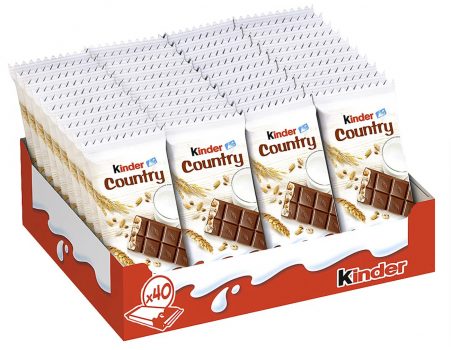 kinder Country – Gefüllte Schokolade mit gerösteten Cerealien und Milchcreme – Packung mit Einz