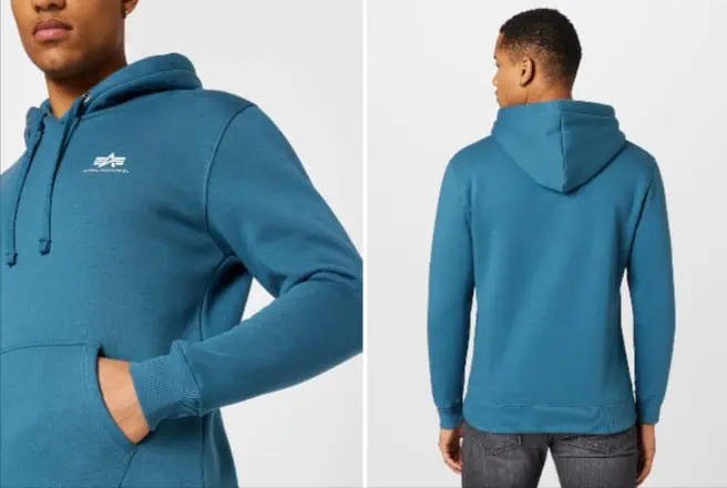 Alpha Industries Pullover „Basic Hoody“ in Blau für 39,90 € inkl. Versand (statt 70,00 €)