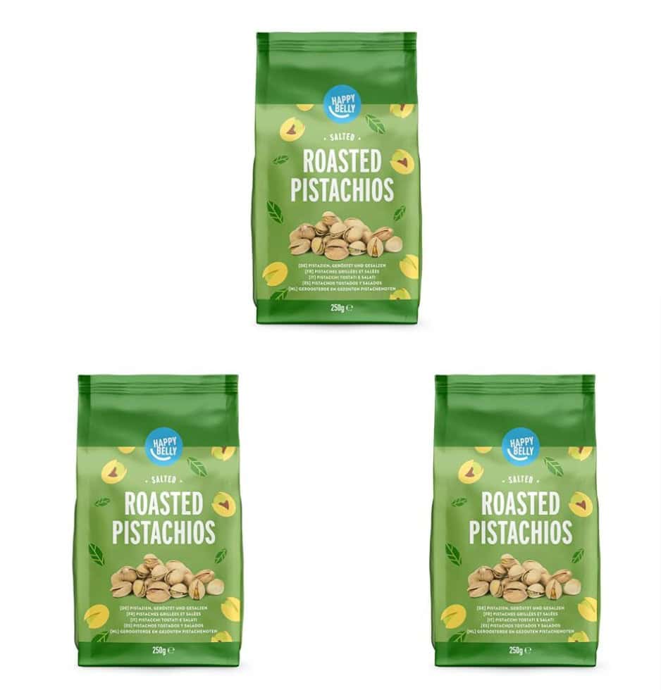 Amazon-Marke Happy Belly Pistazien, Geröstet Und Gesalzen, 250G (1Er-Pack) (Packung Mit 3) Amazon