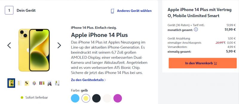 Apple iPhone Plus + O Mobile Unlimited Smart