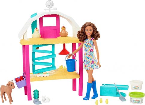 Barbie HGY Hühnerhof Spielset mit Puppe (brünett)