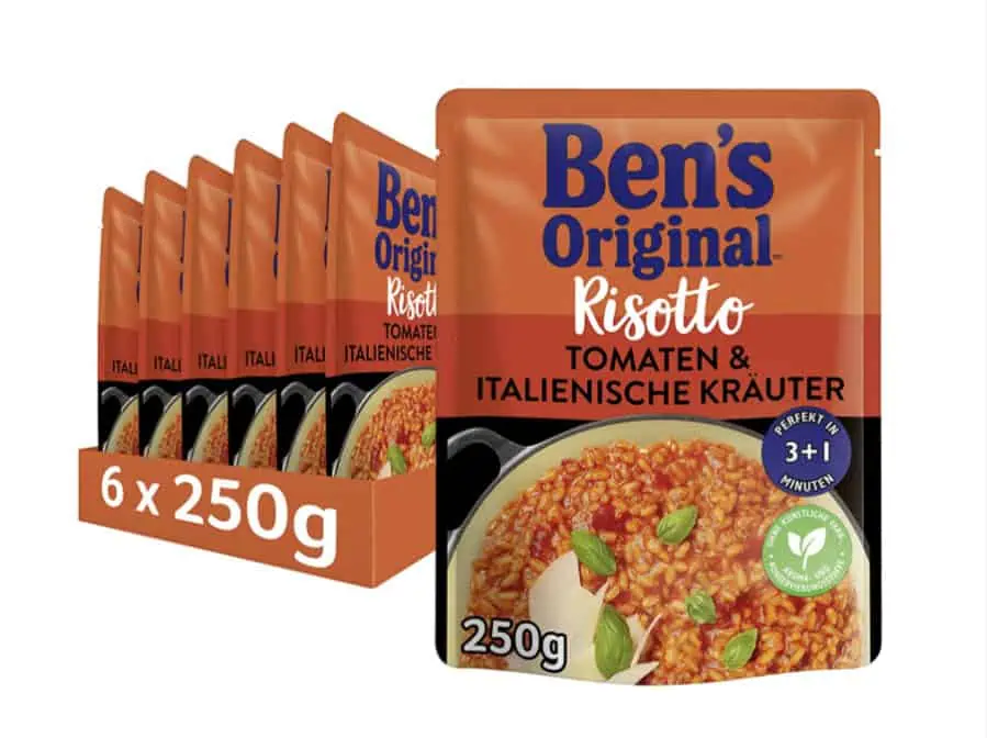 Ben’s Original Express Risotto Fertiggerichte Tomaten & italienische Kräuter 6 Packungen (6 x 250g) für 8,89 € inkl. Prime-Versand