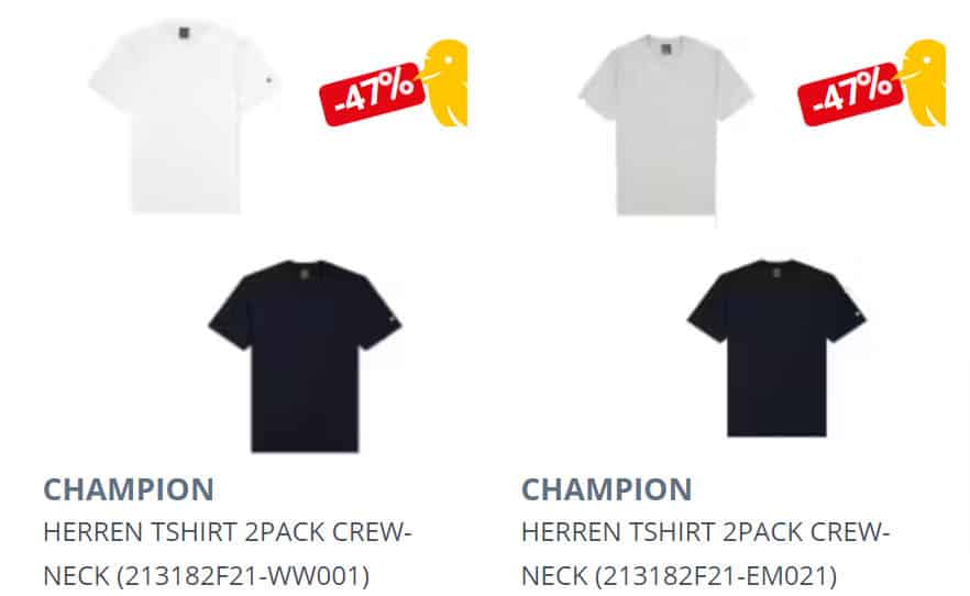 Champion Crew-Neck Herren T-Shirt 2Er Pack