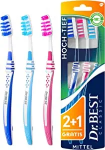 Dr.BEST Hoch-Tief Zahnbürste Mittel 3er Pack ab 2,62 € inkl. Prime-Versand