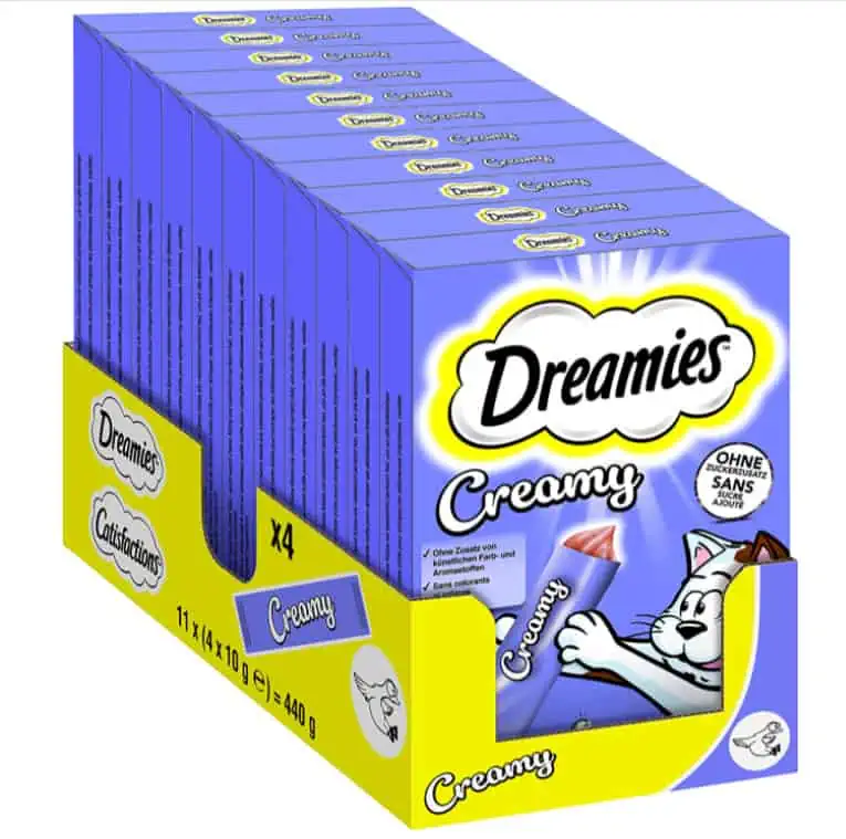 Dreamies Katzenleckerlis Creamy Snacks mit Ente – 44 Portionsbeutel (11 x 4 x 10g) ab 8,71 € inkl. Prime-Versand (statt 14€)
