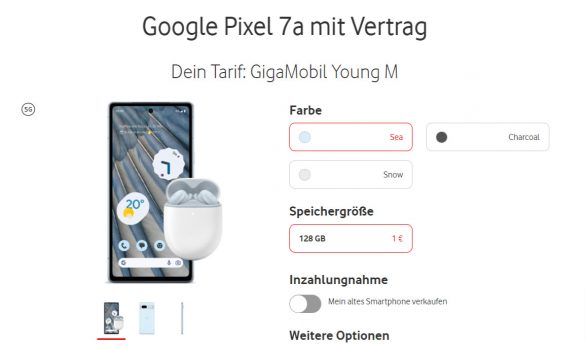 Google Pixel a + Google Pixel Buds A Series + Vodafone GigaMobi lM mit GigaKombi GB