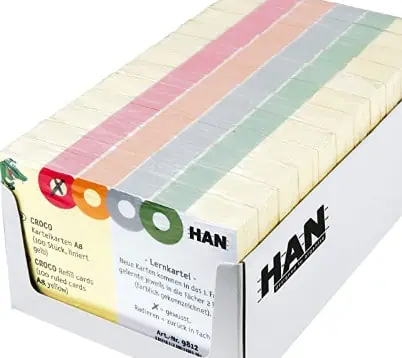 10 x 100 Stück HAN Karteikarten CROCO 9812 in Gelb – A8 quer & farbig bedruckt