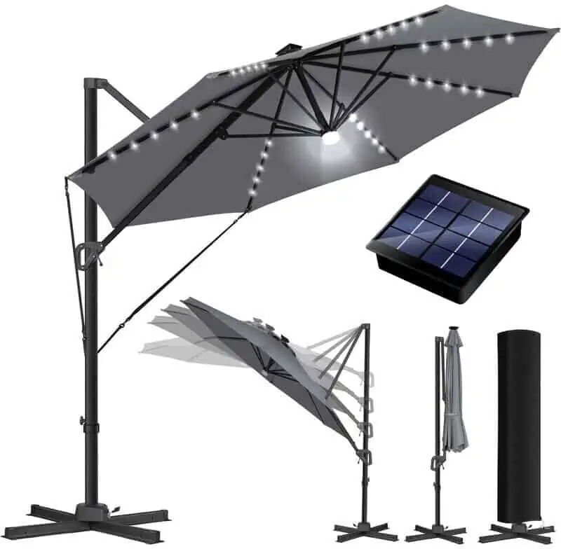 KESSER Sonnenschirm Ampelschirm Sun Rund XL mit LED Solar-Beleuchtung Ø330 cm inkl. Abdeckung für 143,80 € inkl. Versand (statt 229,80 €)