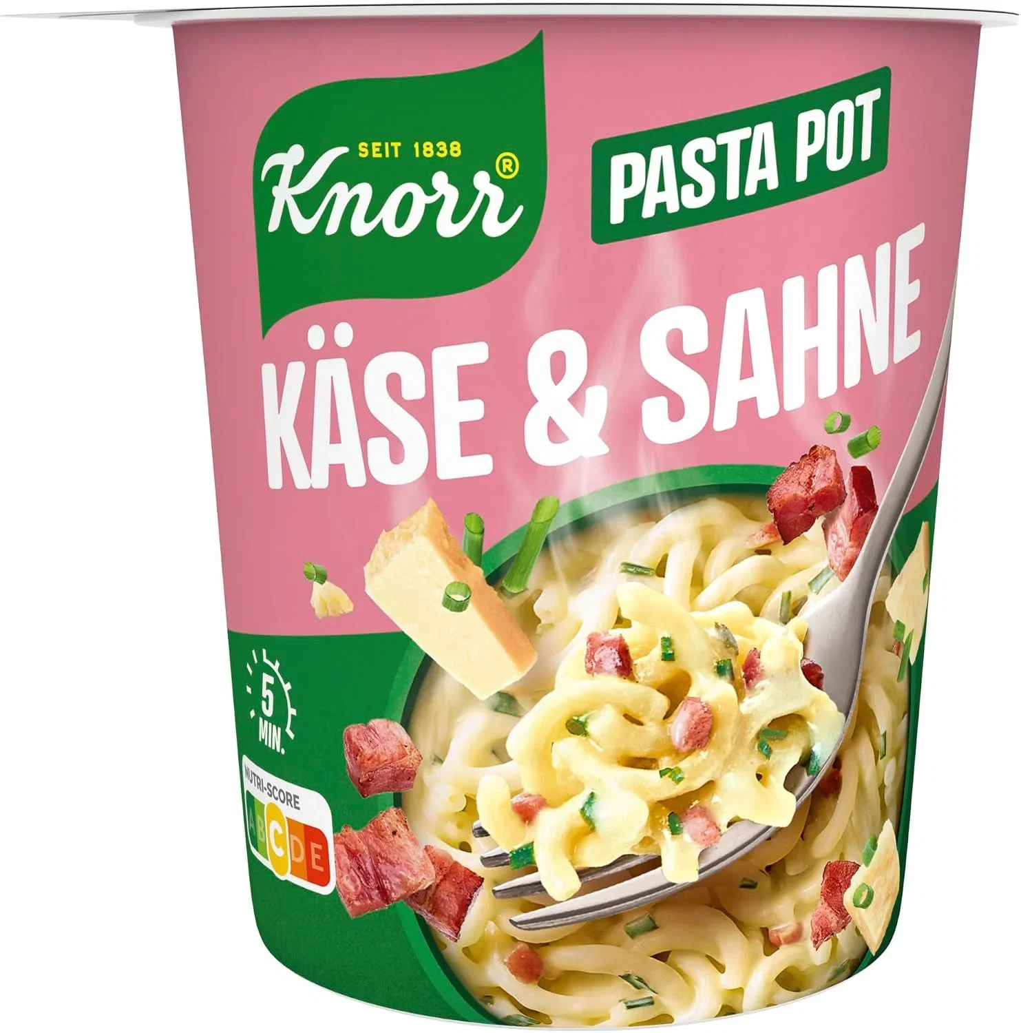 Knorr PastaSnack Käse-Sahne-Sauce Instant Nudeln – 8 x 71 g Becher