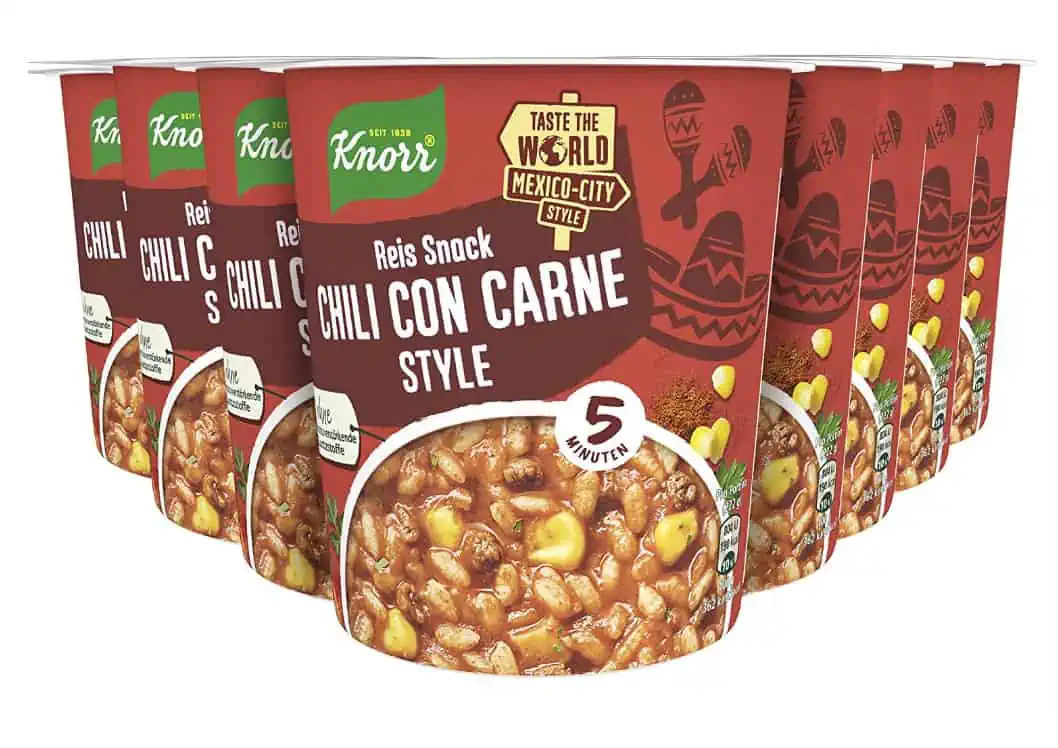 Knorr Taste the World Reis Snack Chili con Carne 57 g 8 Stück ab 5,69 € inkl. Prime-Versand (statt 11,92 €)