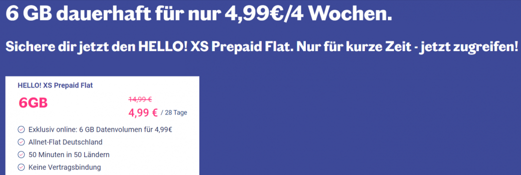 LEBARA Neukunden HELLO! XS Prepaid Flat mit GB