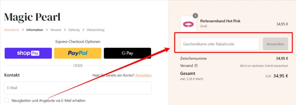 Magic Pearl Rabattcode einlösen
