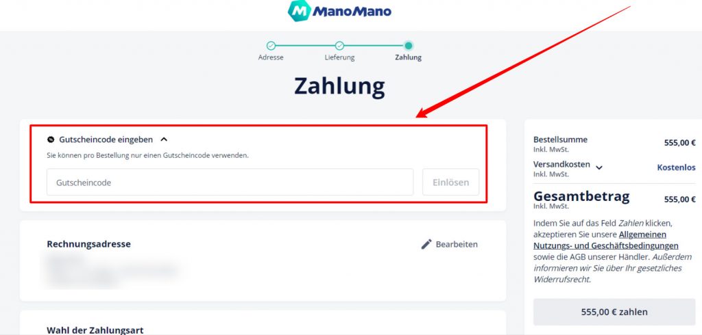 ManoMano Rabattcode einlösen