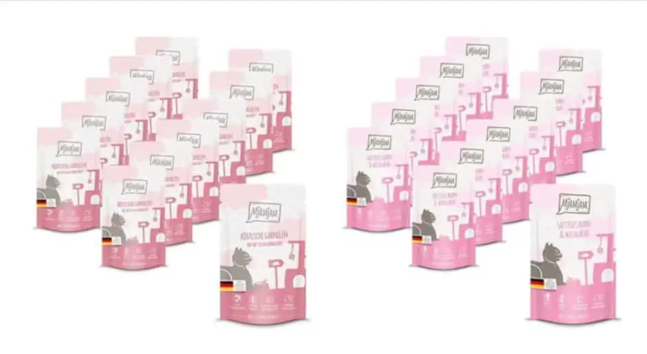 MjAMjAM Quetschie: Garnelen 12×125 g 1er Pack + Huhn und wildlachs 12er Pack (12 x 125 g) für 16,99 € inkl. Prime-Versand (statt 41,76 €)