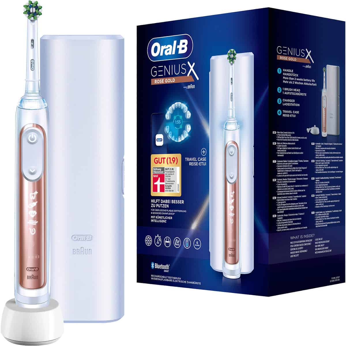 Oral B Genius X Elektrische Zahnbürste In Rose Gold Mit Reiseetui