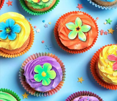 Rcanedny Stück essbare Blumen Cupcake Topper Gemischte Blumen essbare