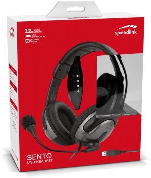 SPEEDLINK Sento Stereo Headset mit USB Anschluss und integrierter Kabelfernbedienung