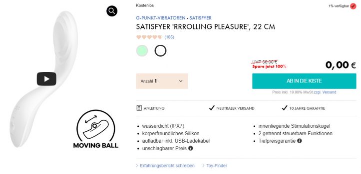 Satisfyer Rrrolling Pleasure G Punkt Vibrator