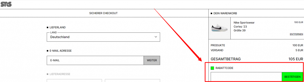 Sneakersnstuff Rabattcode einlösen