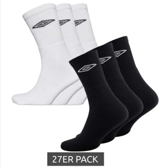 UMBRO 27 Paar strapazierfähige Sportsocken (2 Farben, Gr. 39-42 o. 43 bis 46) für 29,99 € inkl. Versand
