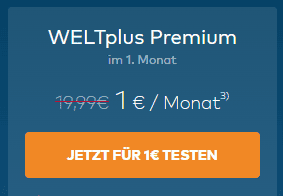WELTplus Premium 1 Monat für 1 € (statt 19,99 €) (monatlich kündbar)