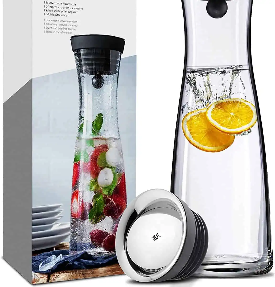 WMF Basic Wasserkaraffe aus Glas (1 Liter, Glaskaraffe mit Deckel, Silikondeckel) für 18,99 € inkl. Prime-Versand (statt 26,74 €)