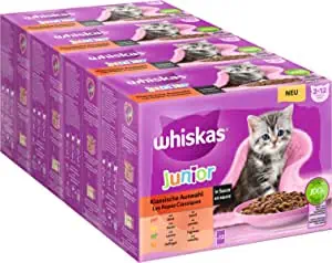 Whiskas Junior Katzennassfutter Klassische Auswahl in Sauce 4er Pack (4x 12x85g) ab 13,58 € inkl. Prime-Versand (statt 18,15 €)