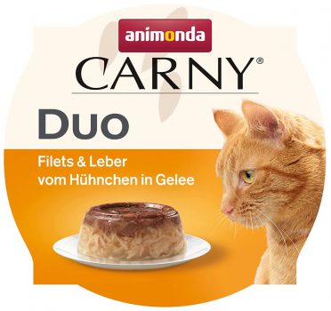 animonda Carny Adult Duo – Katzensnack mit Hühnchen in Gelee Ergänzungsfuttermittel für ausgewachs