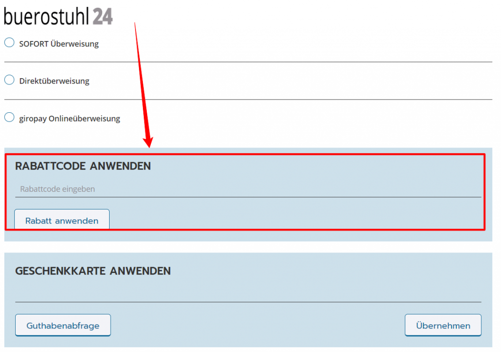 buerostuhl Rabattcode einlösen