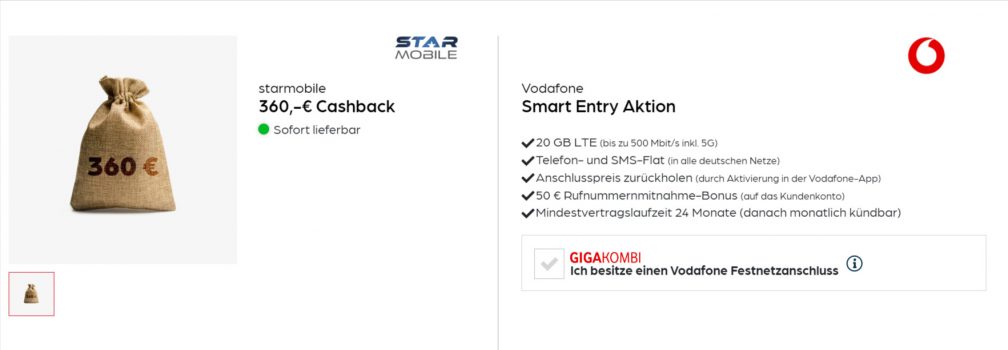 starmobile SIMonly Vodafone Smart Entry GB